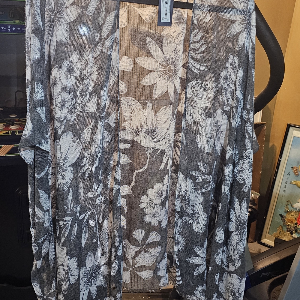 Melrose and Market Black and White Sheer Cardigan